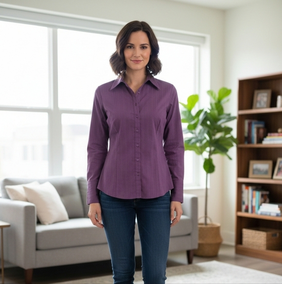 Marie Claire Tops - Purple Button-Up Shirt